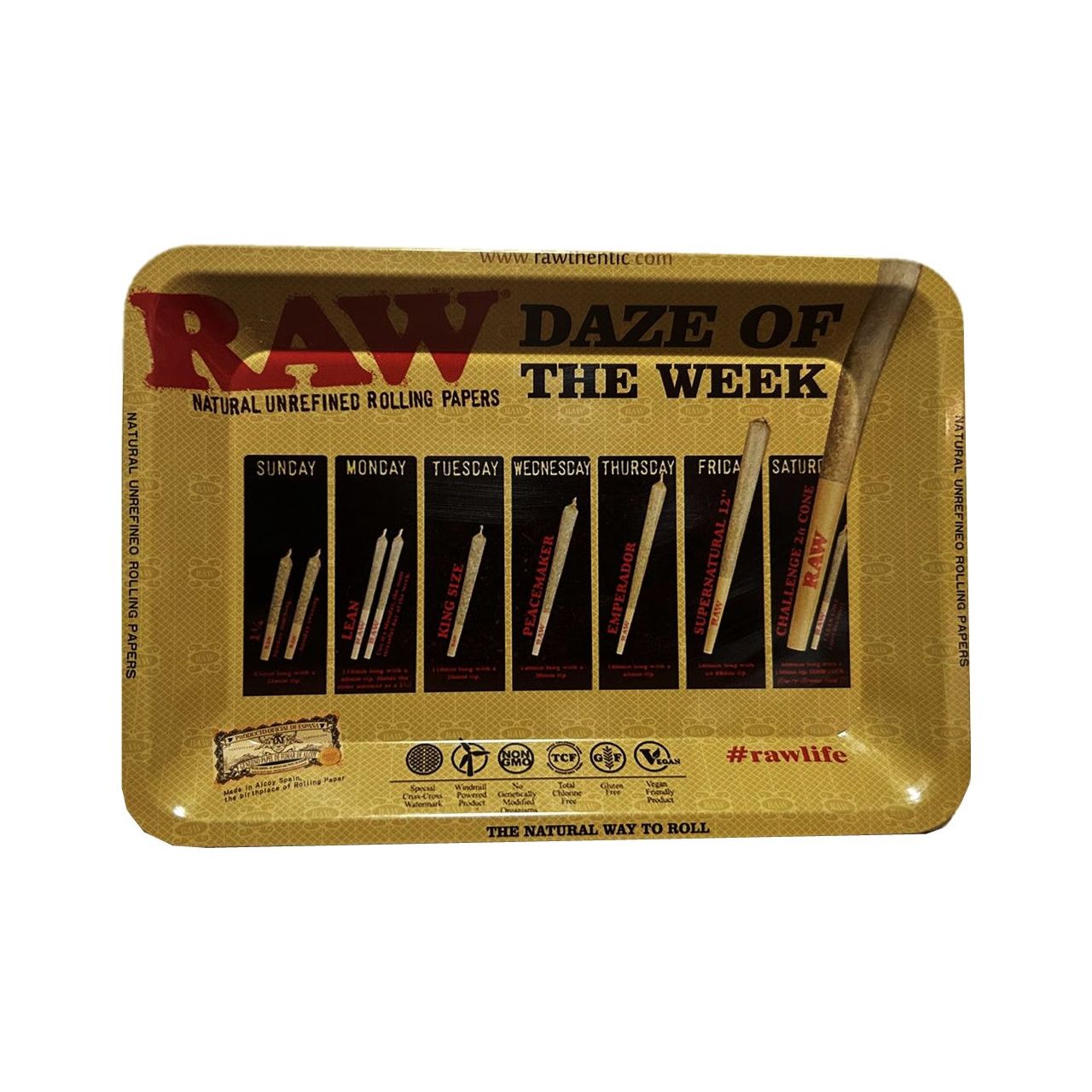 Raw "Daze Of The Week" Metal Rolling Tray
