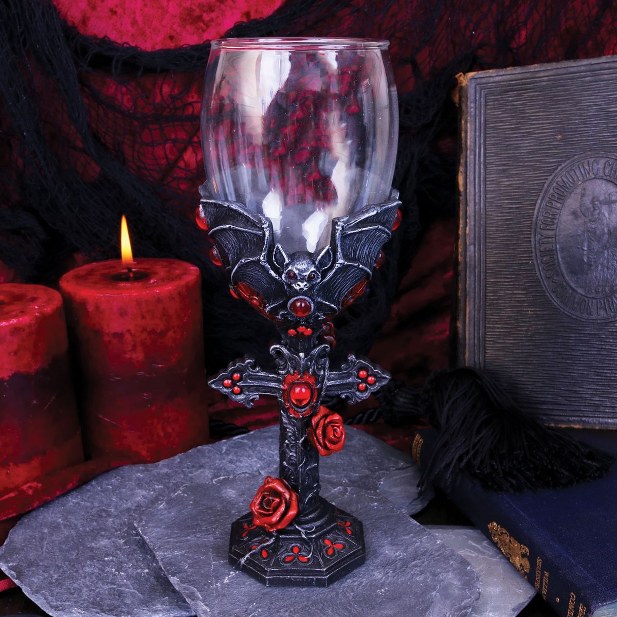 Carpe Noctem Dracula Vampire Bat Wine Glass