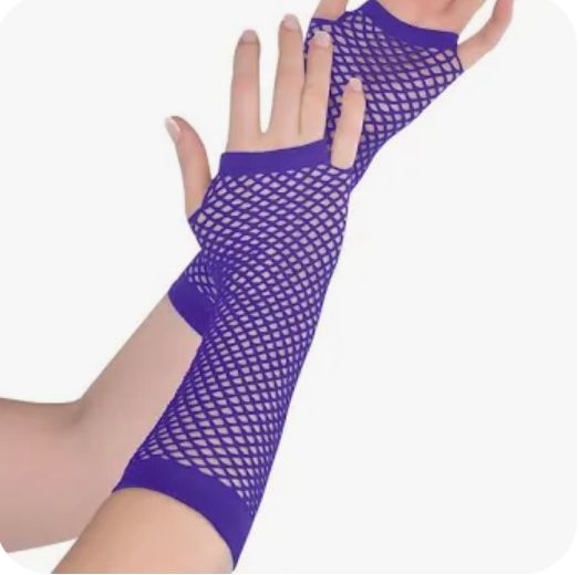 Purple Long Fishnet Gloves