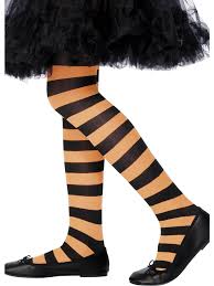 Smiffys Tights, Orange & Black Kids 6-12 Years