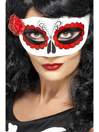 Smiffys Mexican Day Of The Dead Eyemask, White & Red
