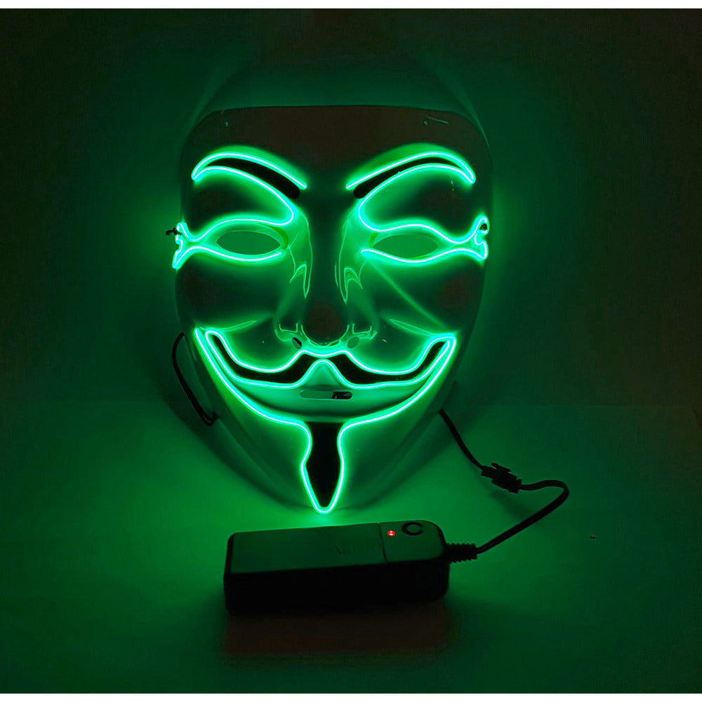 GREEN LED Anonymous Hacker Mask