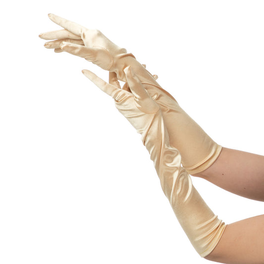 Gold Long Satin Gloves