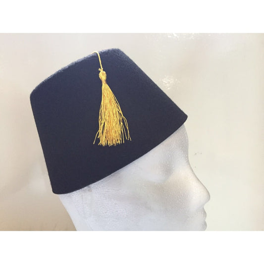Black Fez Hat With Yellow Tassel