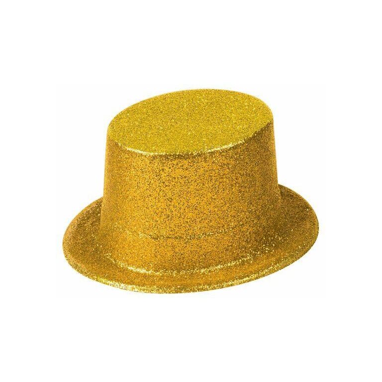 Gold Glitter Plastic Top Hat