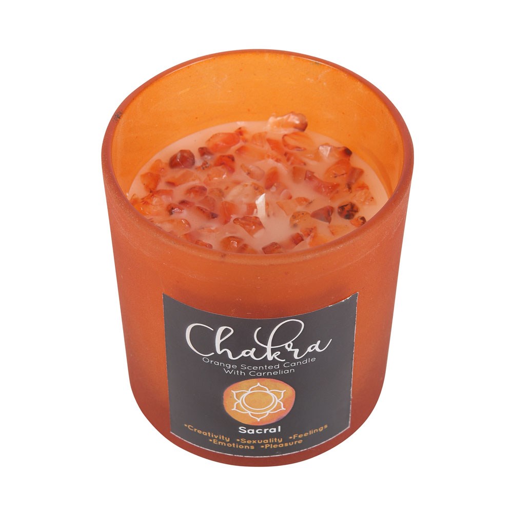 SACRAL CHAKRA ORANGE CRYSTAL CHIP CANDLE