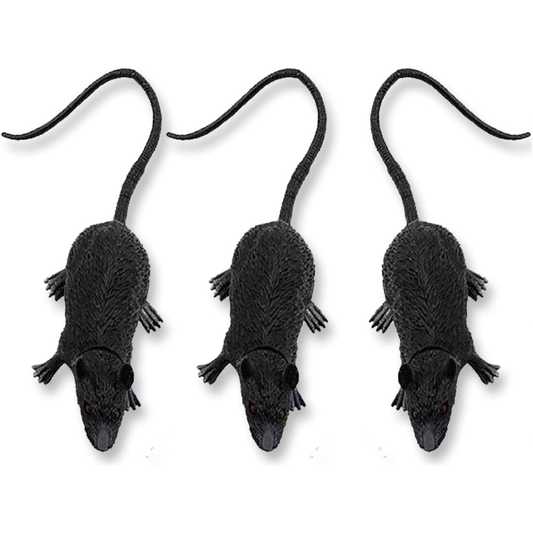 Pack Of 3 Small Black Plastic Rat