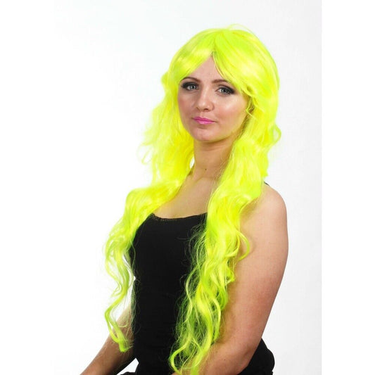 Neon Yellow Wavy Luxury Long Wig