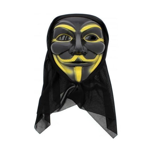 Black & Gold Hooded Anonymous Mask