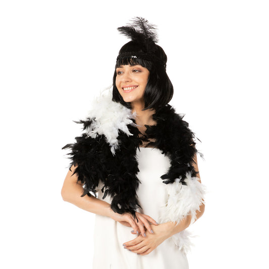 Black & White Sections Luxury Feather Boa