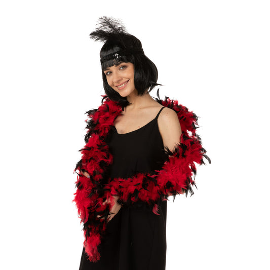 Red & Black Tips Luxury Feather Boa