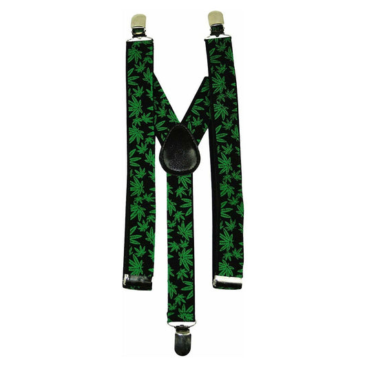 Rasta Leaf Green Suspender Braces