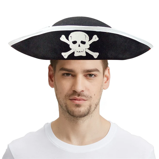 Adult Black & White Skull Pirate Hat