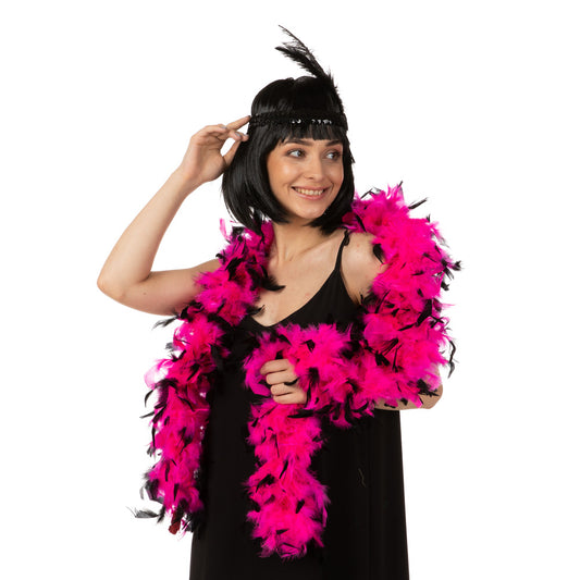 Pink & Black Tips Luxury Feather Boa