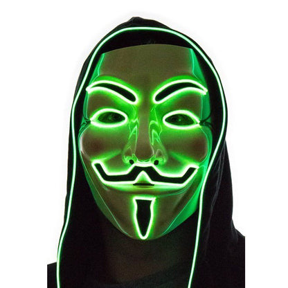 GREEN LED Anonymous Hacker Mask