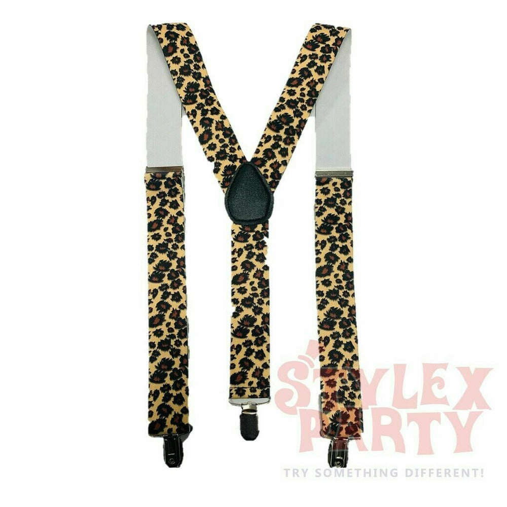 Leopard Print Suspender Braces