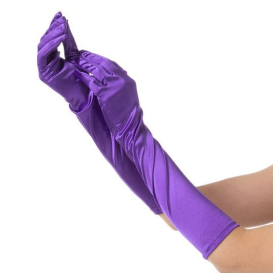 Purple Long Satin Gloves