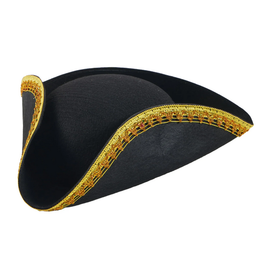Black & Gold Trim Pirate Hat