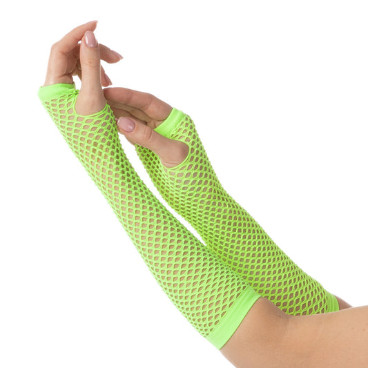 Neon Green Long Fishnet Gloves