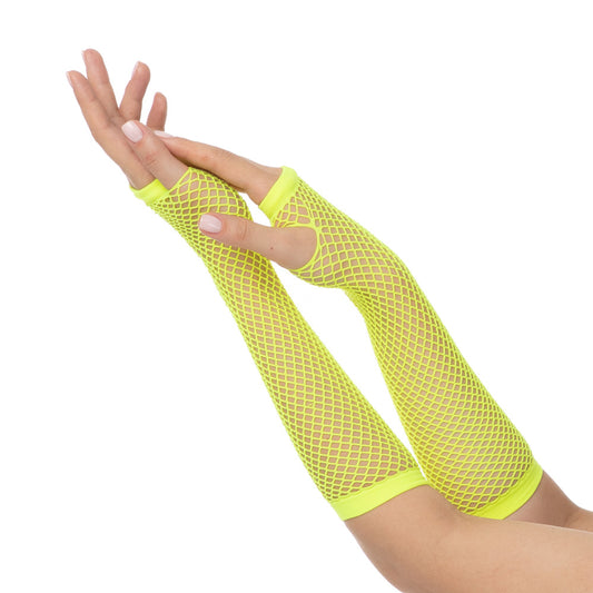 Yellow Long Fishnet Gloves
