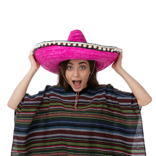 Pink Mexican Straw Sombrero Hat