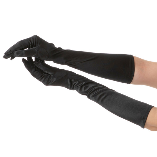 Black Long Satin Gloves