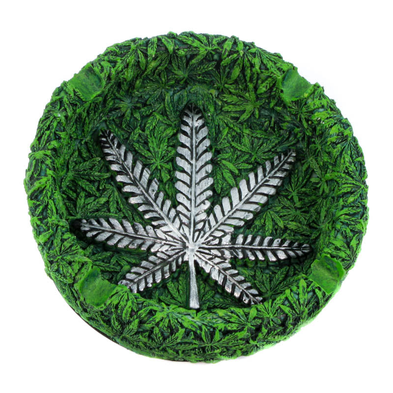 Silver Leaf Green Leaf Ashtray