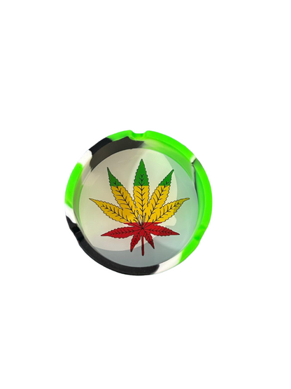 Rasta Leaf Silicone Ashtray Green & Black