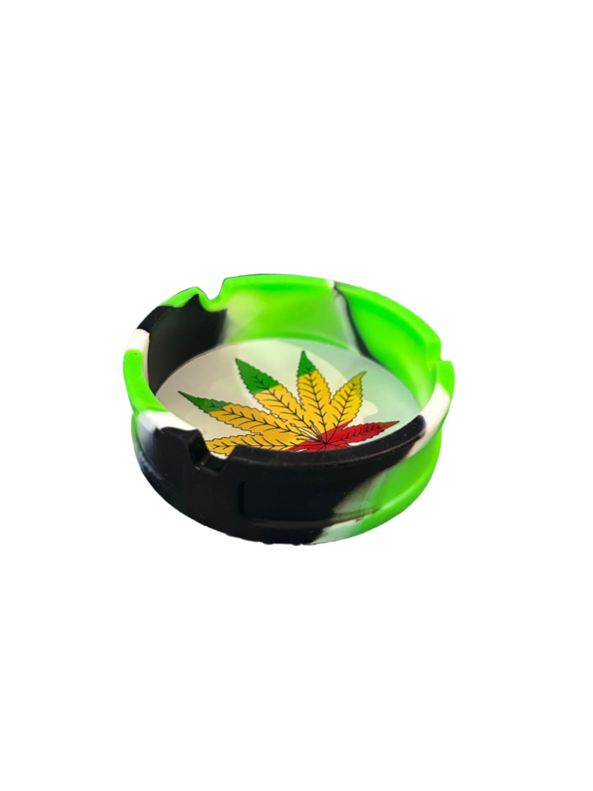 Rasta Leaf Silicone Ashtray Green & Black