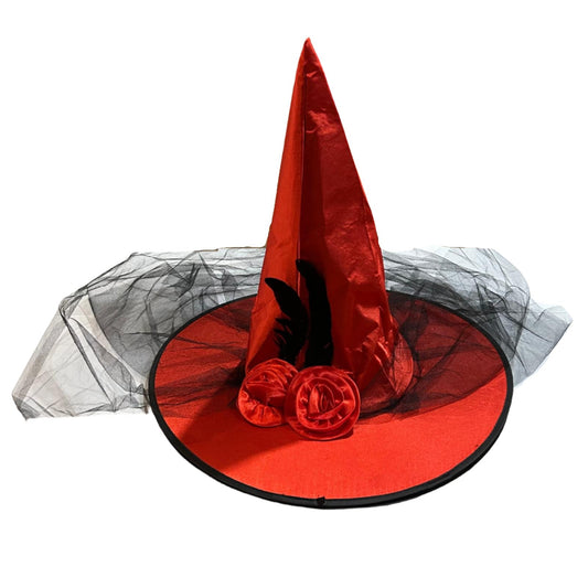 Red Witch Hat With Veil