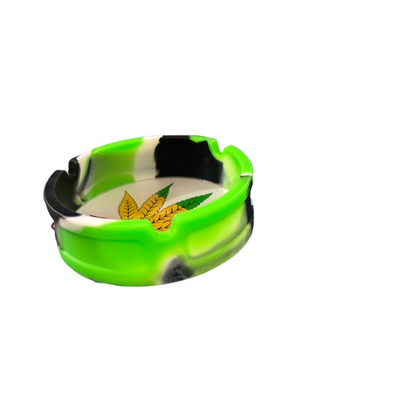 Rasta Leaf Silicone Ashtray Green & Black