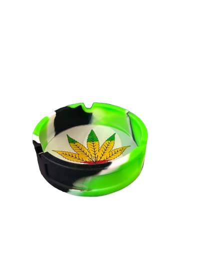 Rasta Leaf Silicone Ashtray Green & Black