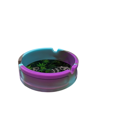 Mandala Leaf Silicone Ashtray Purple and Blue