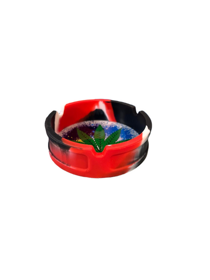 Rasta Leaf Silicone Ashtray Black & Red