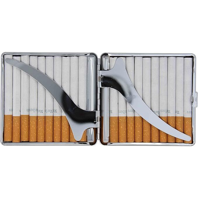 Silver Angles 4 Squares Metal-Plated Cigarette Case & Stash Box