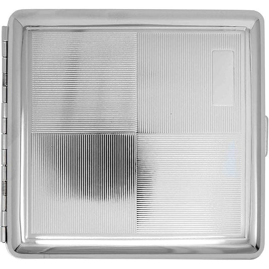 Silver Angles 4 Squares Metal-Plated Cigarette Case & Stash Box