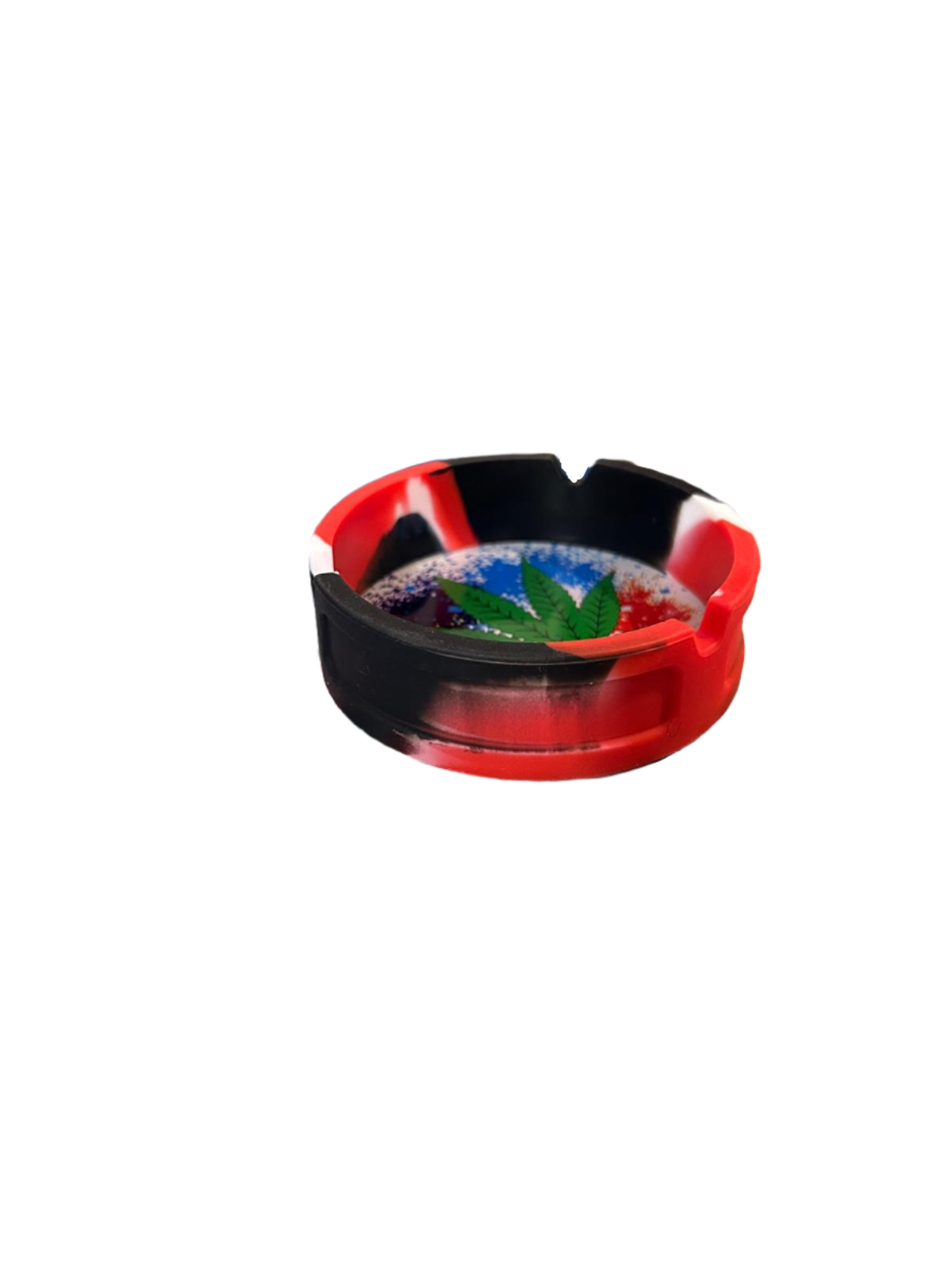 Rasta Leaf Silicone Ashtray Black & Red