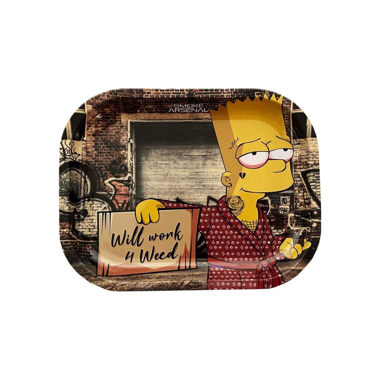 Bart Simpson "Will Work 4 Weed" Metal Rolling Tray