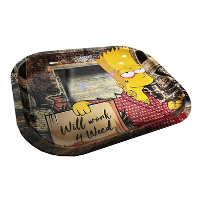 Bart Simpson "Will Work 4 Weed" Metal Rolling Tray