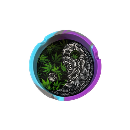 Mandala Leaf Silicone Ashtray Purple and Blue