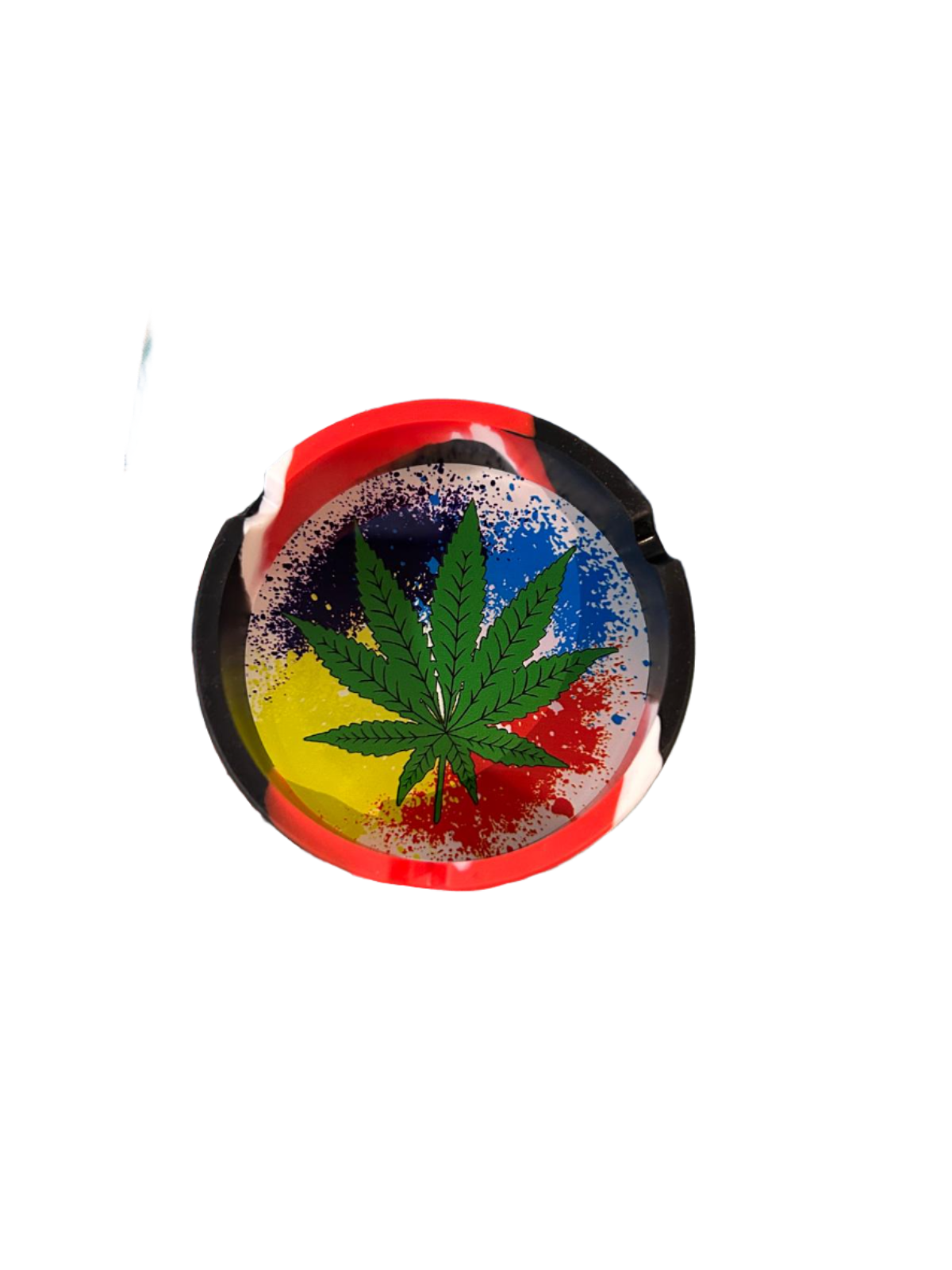 Rasta Leaf Silicone Ashtray Black & Red