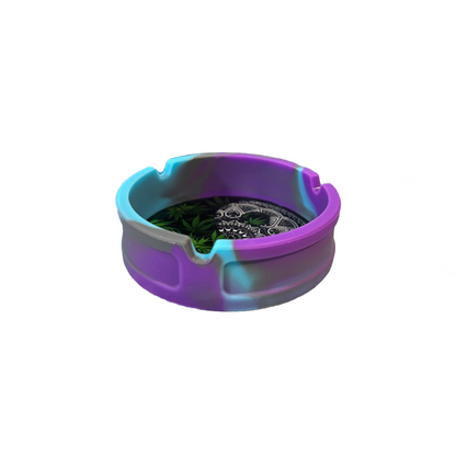 Mandala Leaf Silicone Ashtray Purple and Blue