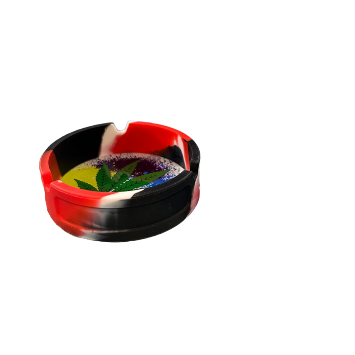 Rasta Leaf Silicone Ashtray Black & Red