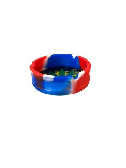 Rasta Leaf Silicone Ashtray Blue & Red