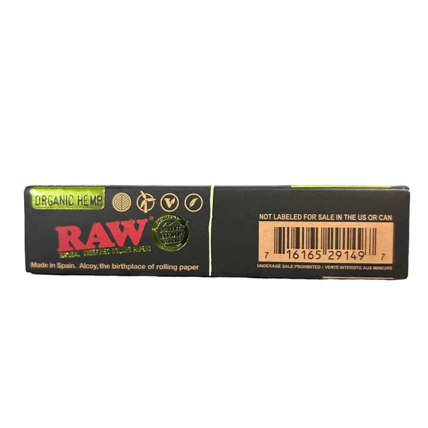 Raw Black Organic Hemp Unrefined Kingsize Slim Rolling Papers