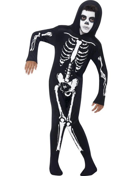 Smiffys Skeleton Costume, Black, Kids, Large