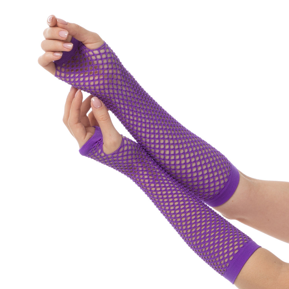 Purple Long Fishnet Gloves