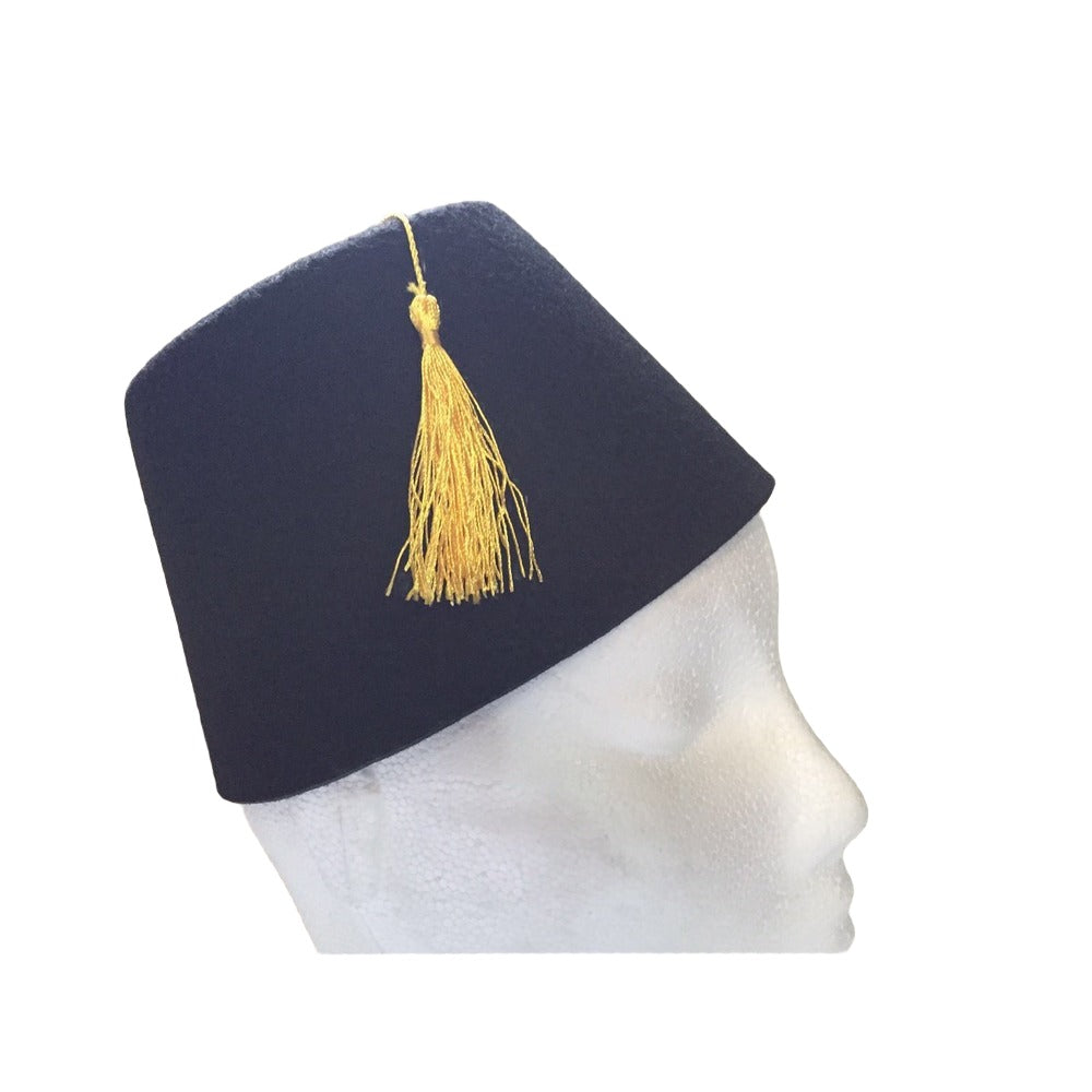 Black Fez Hat With Yellow Tassel