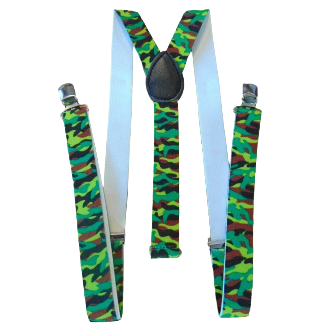 Bright Small Camo Suspender Braces