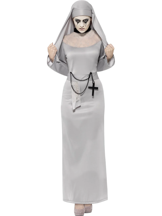 Smiffys Gothic Nun Costume, Grey Medium